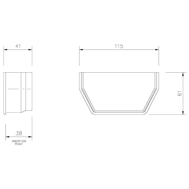 114mm Square Gutter Internal Stopend - Trade 4 Less - Building Supplies UK