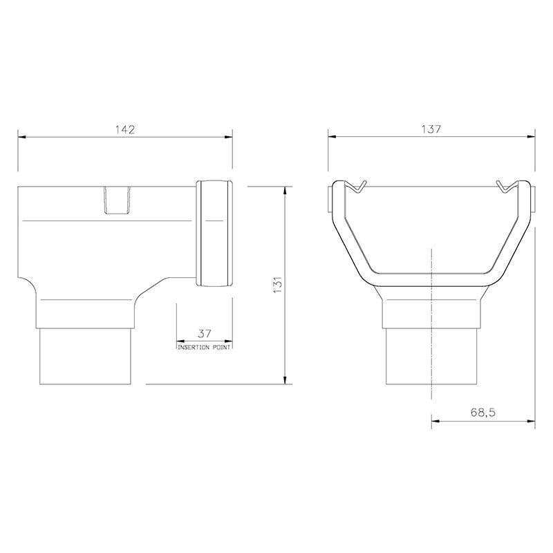 114mm Square Gutter Stopend Outlet - Trade 4 Less - Building Supplies UK