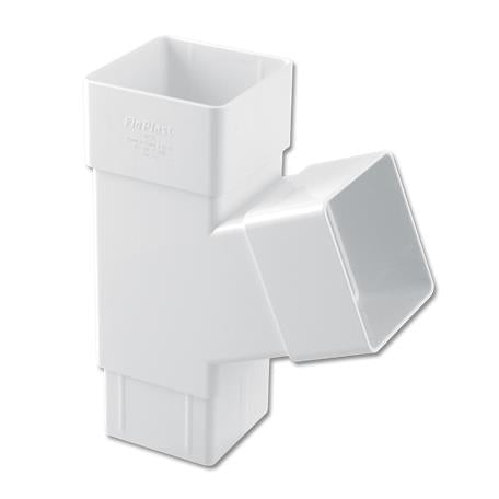 65mm White Square Downpipe Branch 67.5d - Trade 4 Less - Building Supplies UK