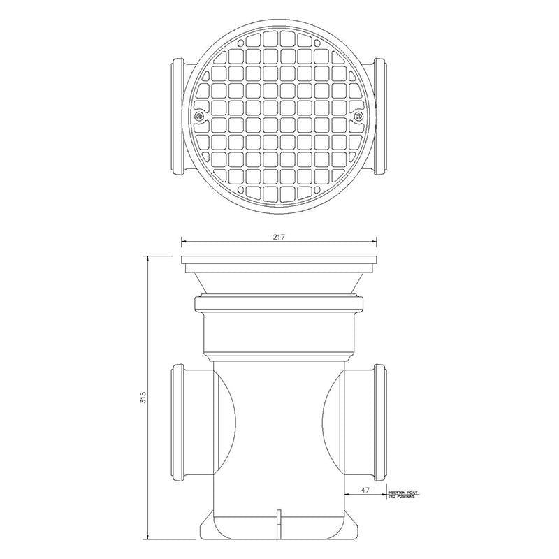 Back Inlet Bottle Gully Traps Circular Grid - Trade 4 Less - Building Supplies UK