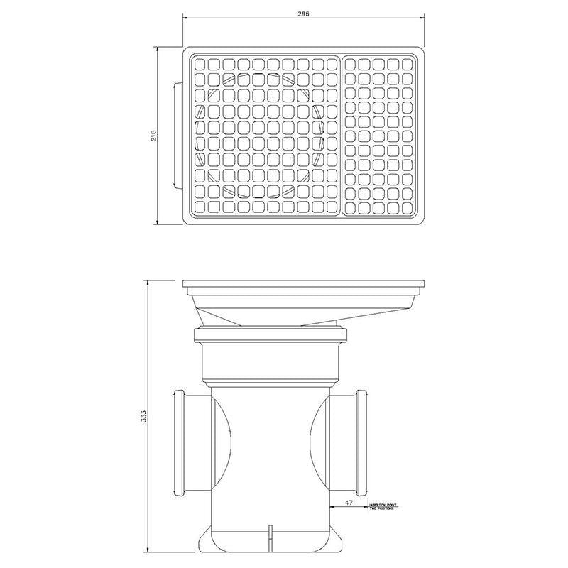 Back Inlet Bottle Gully Traps Rectangular Grid - Trade 4 Less - Building Supplies UK