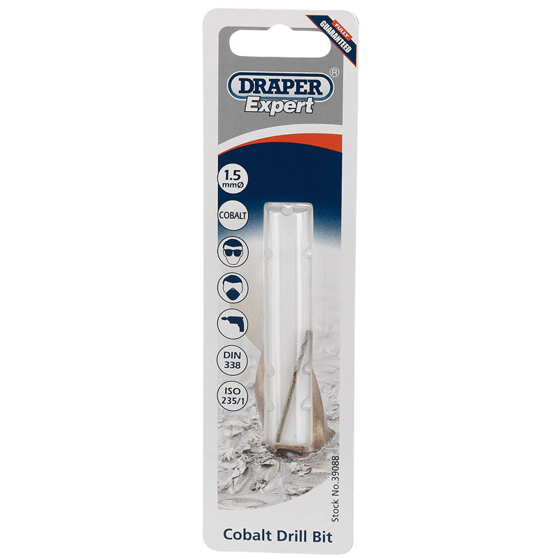 Draper HSS Cobalt Drill Bit 1.5mm - 39088 - Trade 4 Less - Building Supplies UK