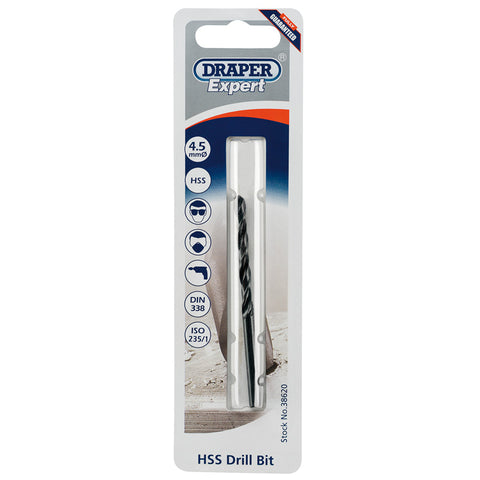 Draper HSS Drill Bit 4.5mm - 38620 - Trade 4 Less - Building Supplies UK