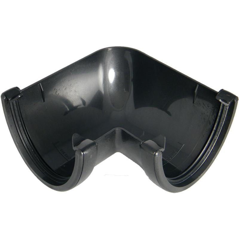 115mm 90d Hi-Cap Half Round Gutter Angle Black - Trade 4 Less - Building Supplies UK
