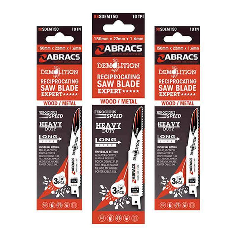 Reciprocating Saw Blades - Demolition - 3 piece - Heavy Duty Cut - Trade 4 Less - Building Supplies UK
