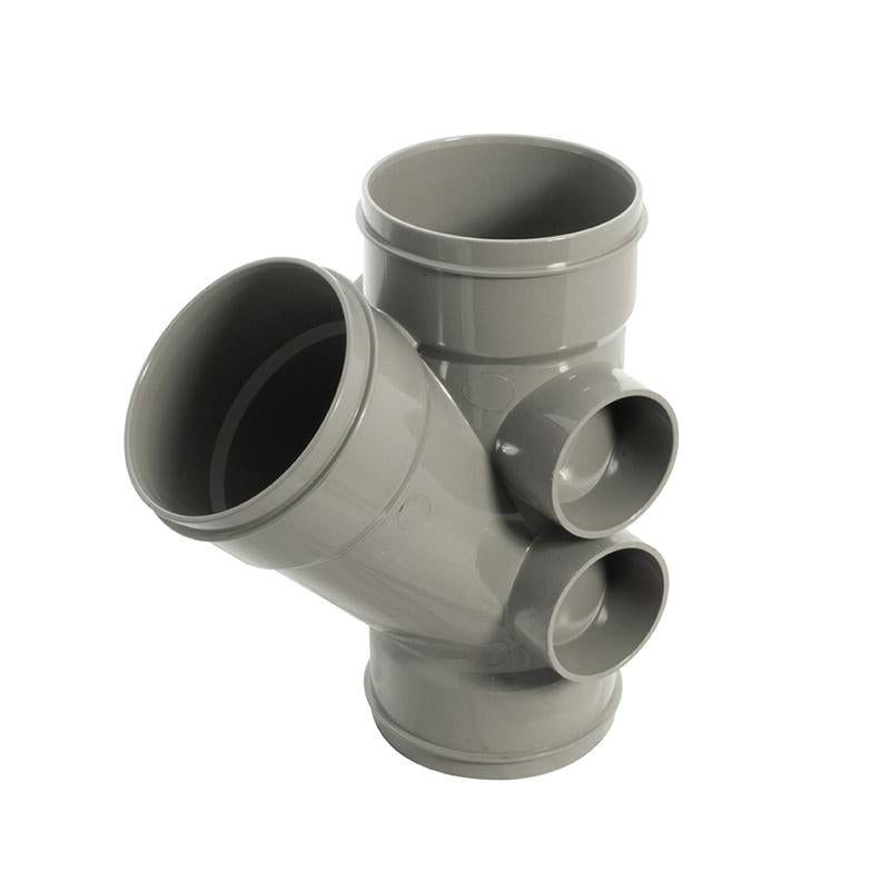 110mm 45d Branch Triple Socket Black - Trade 4 Less - Building Supplies UK