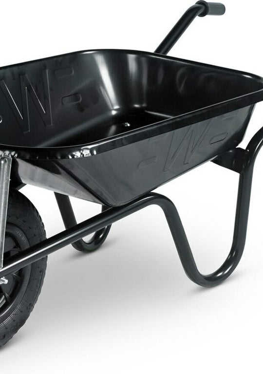Black 85lt Contractor Wheelbarrow Solid Tyre - Trade 4 Less - Building Supplies UK